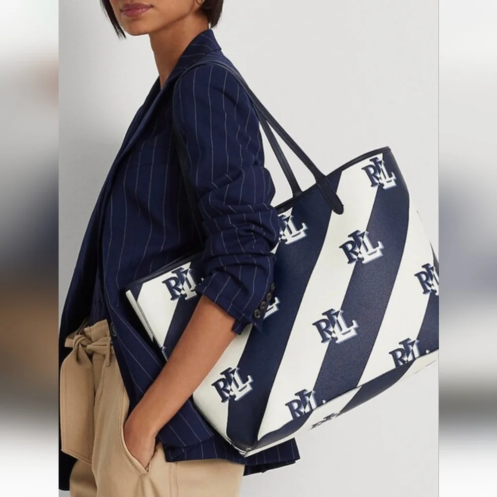 Ralph Lauren Navy and White Tote‎ Bag ( Spring 1 Navy)